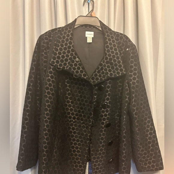 Chico's Jackets & Blazers - CHICOS Black Polka Dot Button Down Lined Jacket/Coat XL like new 3